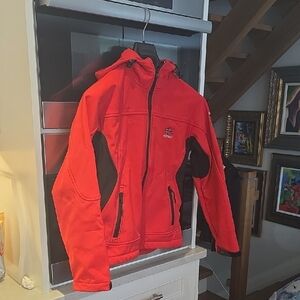 Red Softshell Jacket with Black Accents Norway